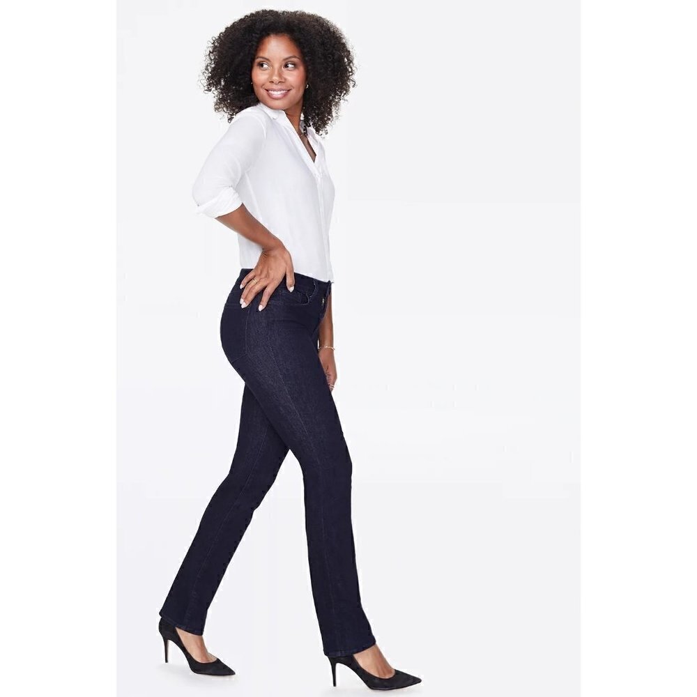 NYDJ Dark Indigo Wash Mid Rise‎ Straight Leg Jeans 4